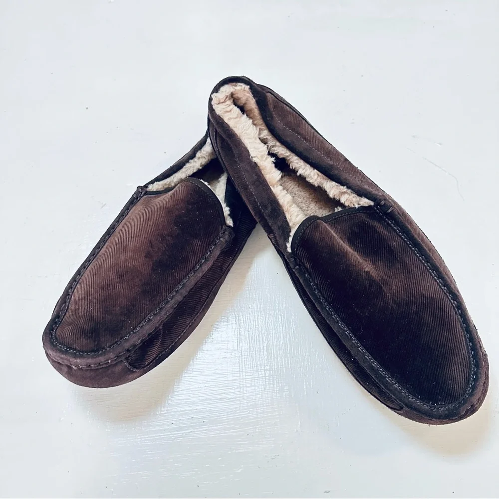 NWOT/B Ugg Men's Ascot Slipper , Dark Brown Suede corduroy, Size US 18 - Picture 7 of 11